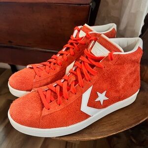 Converse Pro Leather 76 Mid “Vintage Suede” High Top Sneakers Fire Orange
